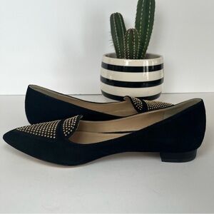 Via Spiga Women’s Flats Made in Italy Size 6 Black Pointed Toe Gold Studs